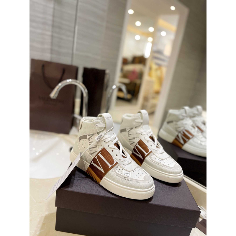 Valentino VLTN High Top Sneaker Brown And White