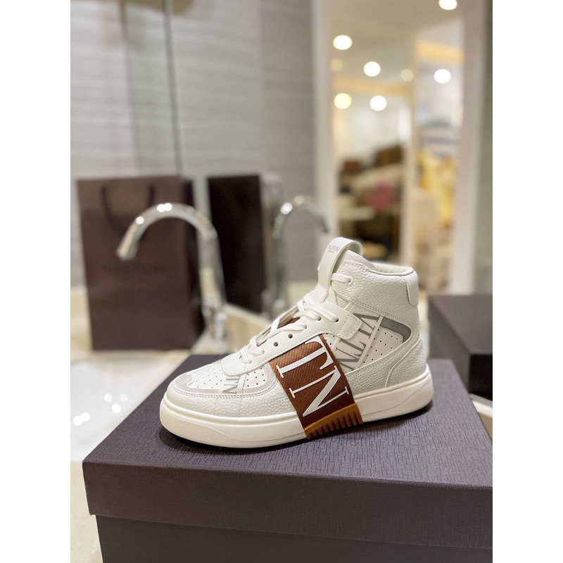 Valentino VLTN High Top Sneaker Brown And White