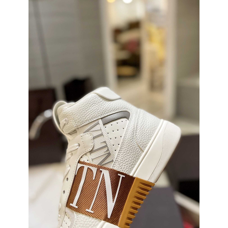 Valentino VLTN High Top Sneaker Brown And White