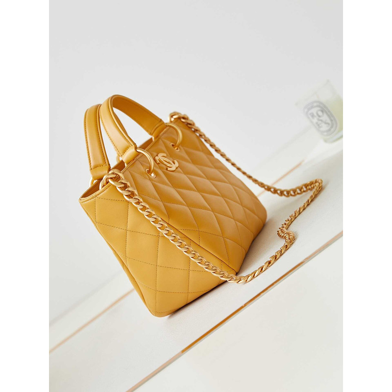 Ch*el quilted lambskin bag yellow