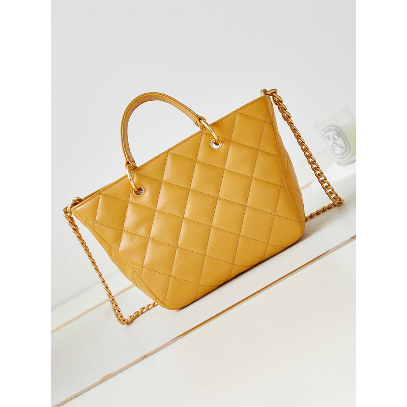 Ch*el quilted lambskin bag yellow