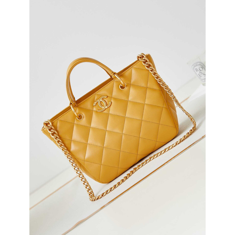 Ch*el quilted lambskin bag yellow