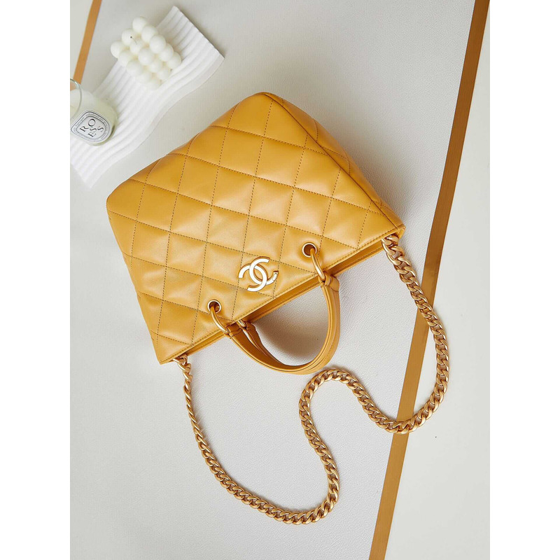 Ch*el quilted lambskin bag yellow