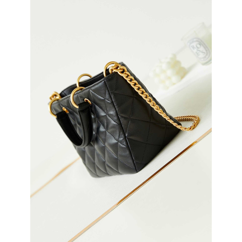 Ch*el quilted lambskin bag black