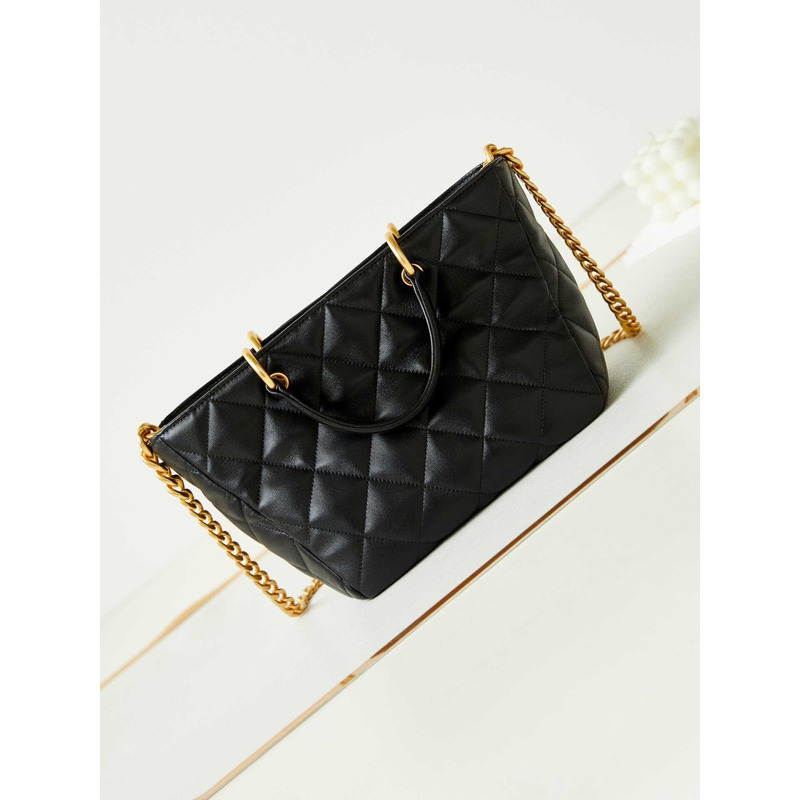 Ch*el quilted lambskin bag black