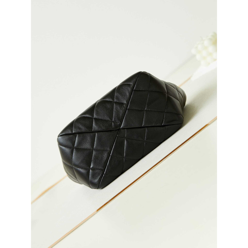 Ch*el quilted lambskin bag black