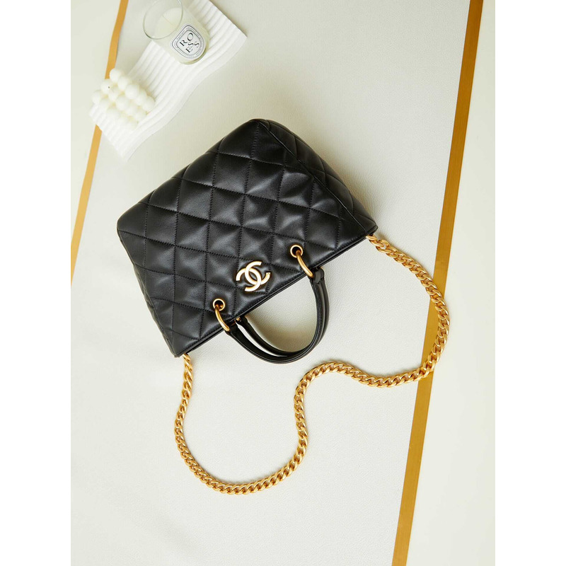 Ch*el quilted lambskin bag black