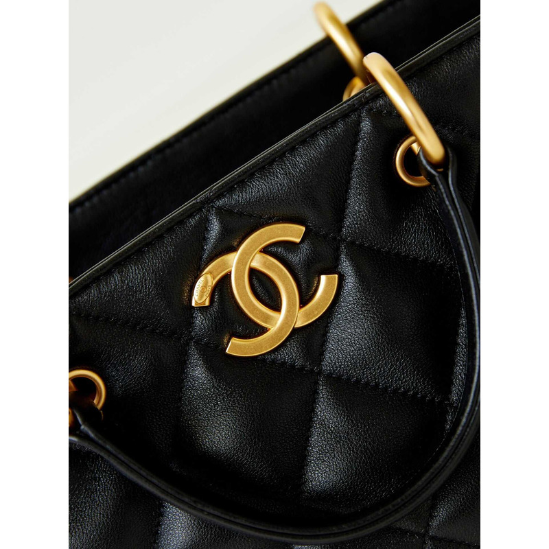 Ch*el quilted lambskin bag black