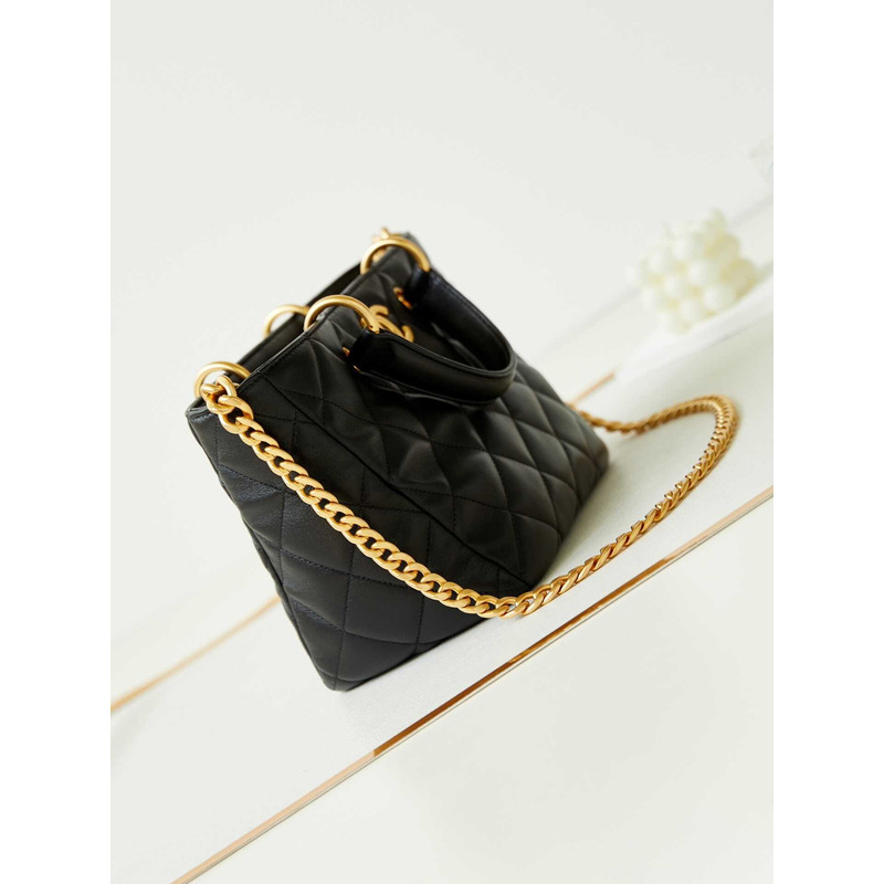 Ch*el quilted lambskin bag black