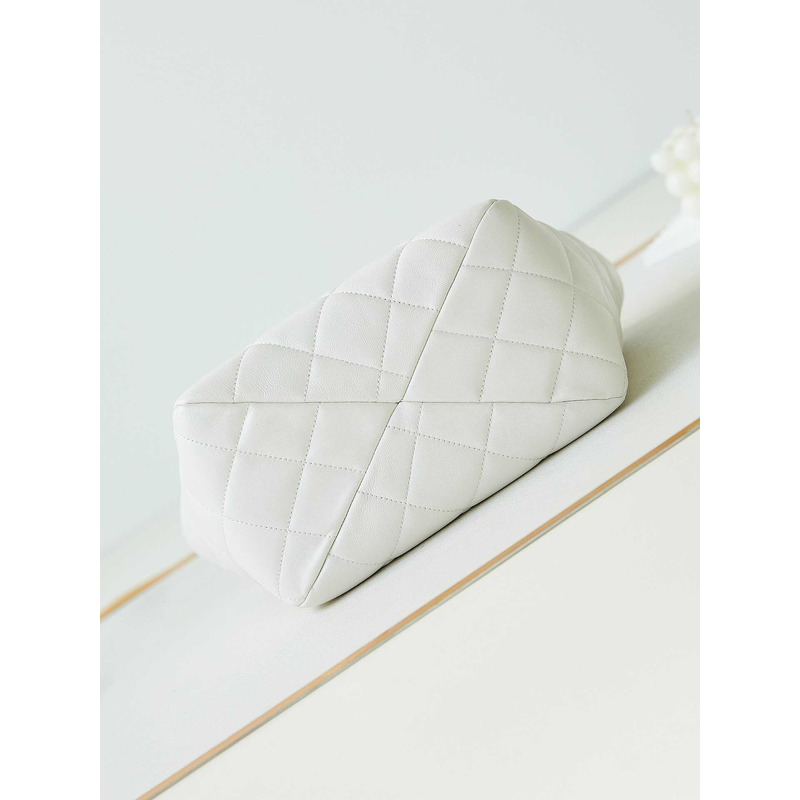 Ch*el quilted lambskin bag white