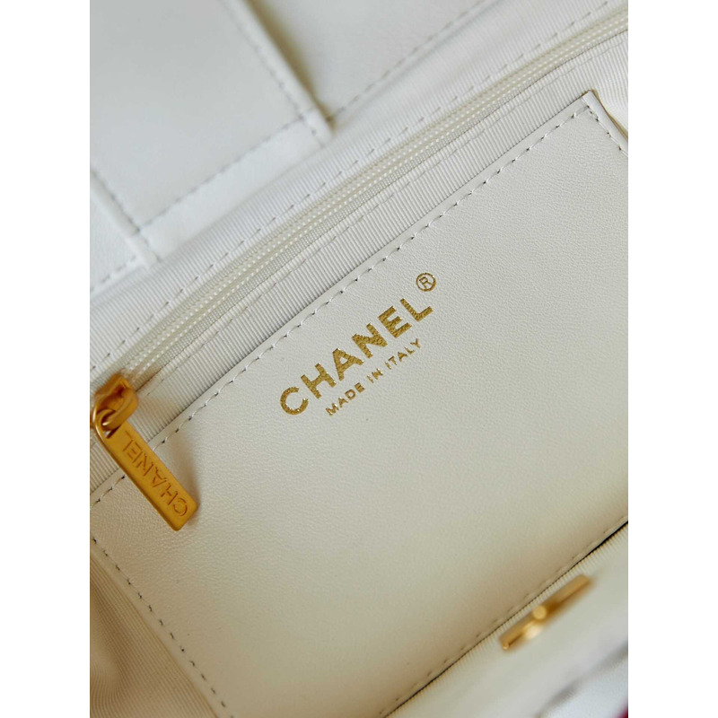 Ch*el quilted lambskin bag white