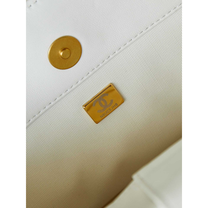 Ch*el quilted lambskin bag white