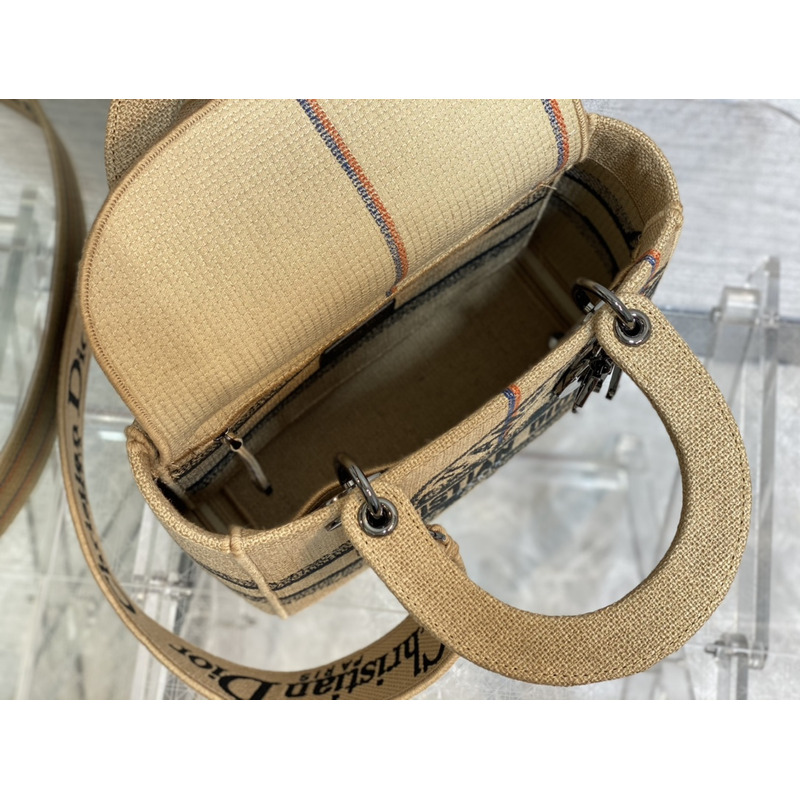 D*or  medium lady d-lite bag embroidery beige