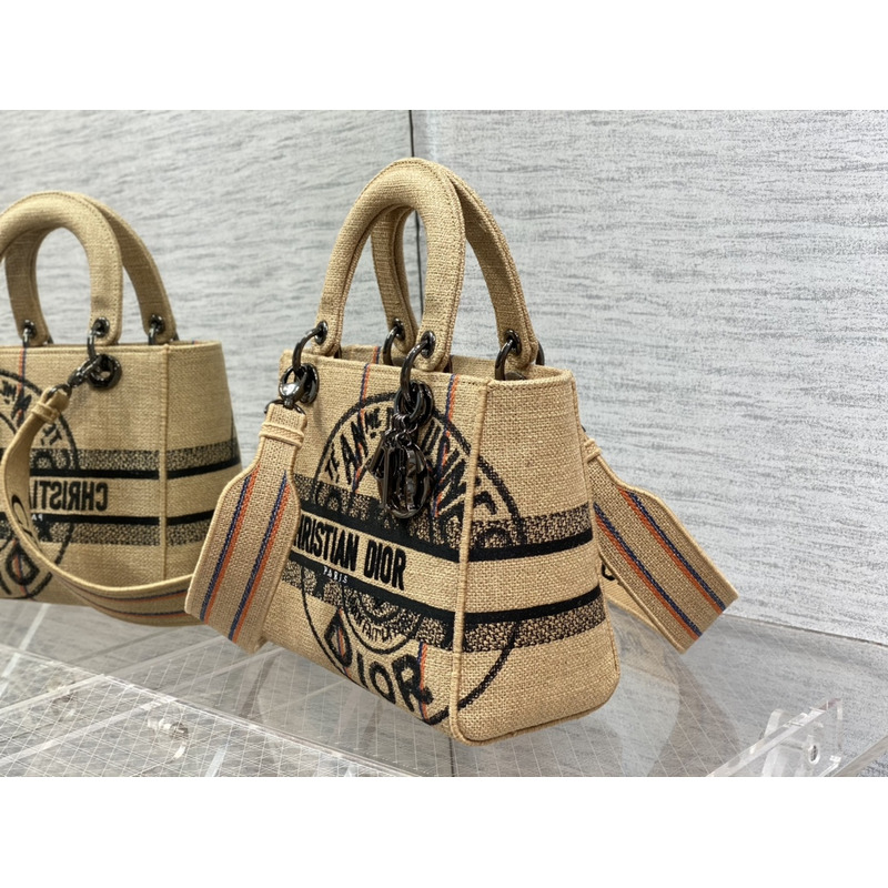 D*or  medium lady d-lite bag embroidery beige