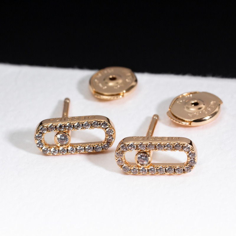 Messika Move Uno Diamond Cage Stud Earrings Gold