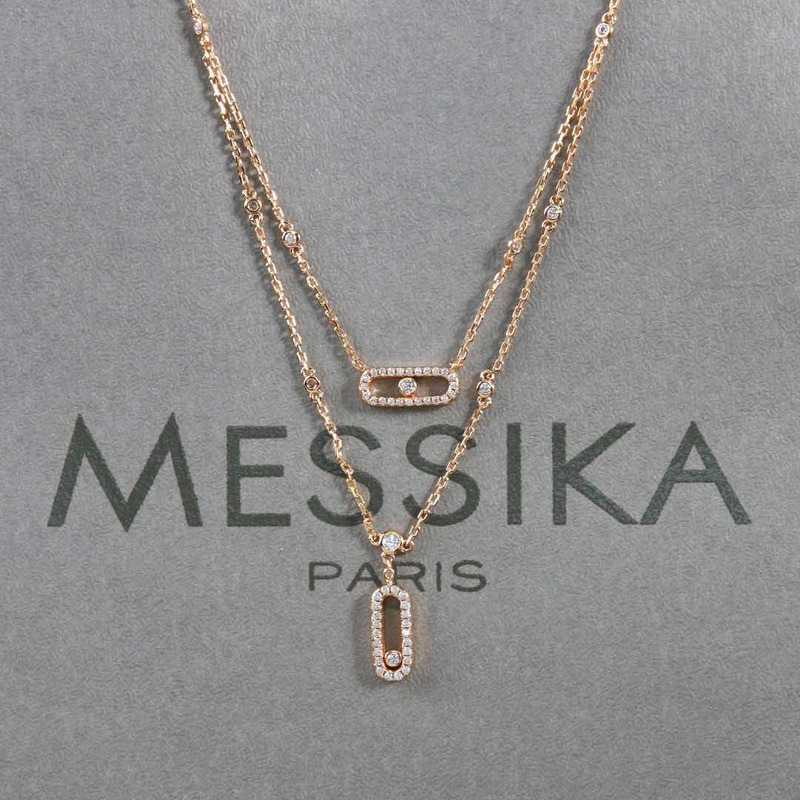 Messika Gold Diamond Necklace Move Uno Double Circle Necklace