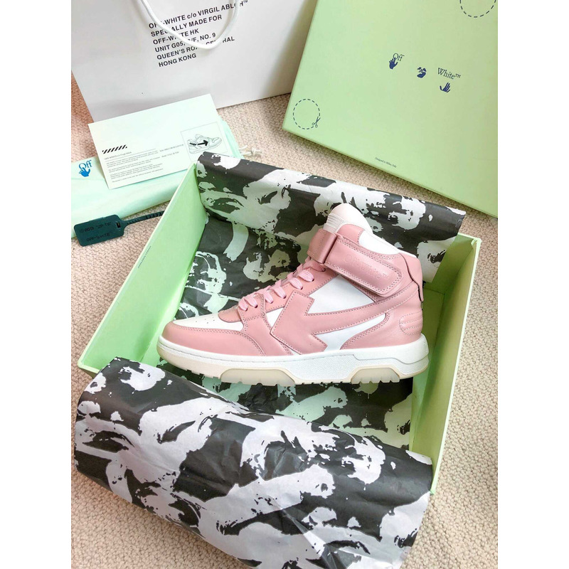 Off White Ooo Sartorial Stitching Mid-top Sneakers Pink And White