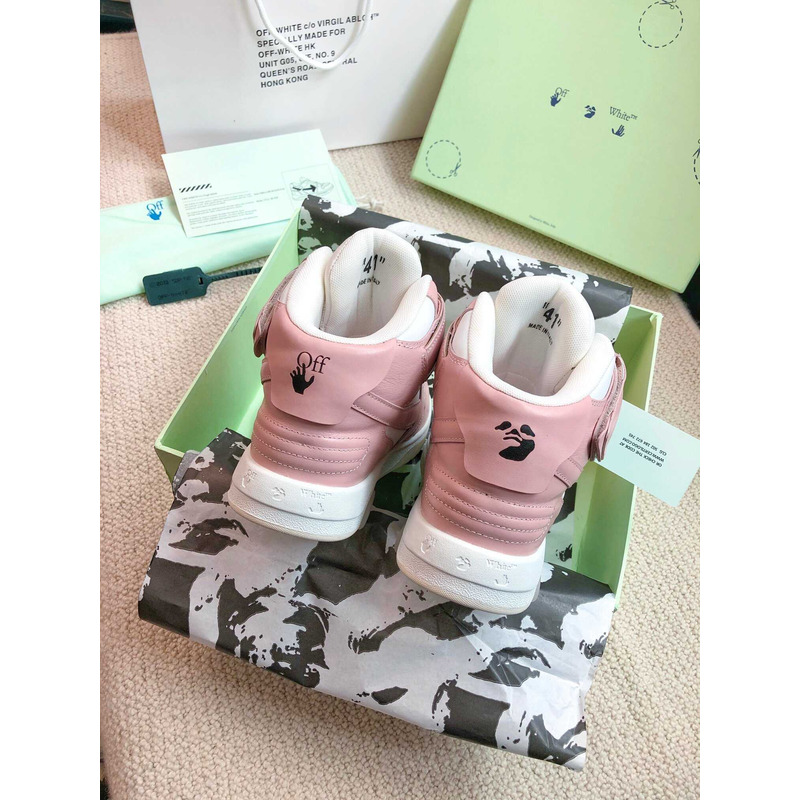 Off White Ooo Sartorial Stitching Mid-top Sneakers Pink And White