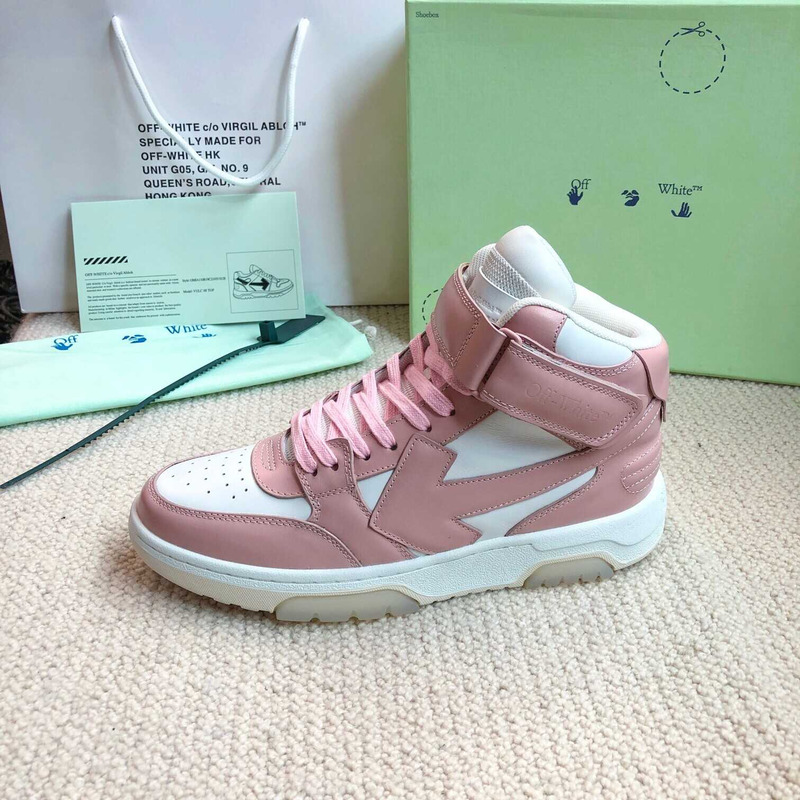 Off White Ooo Sartorial Stitching Mid-top Sneakers Pink And White