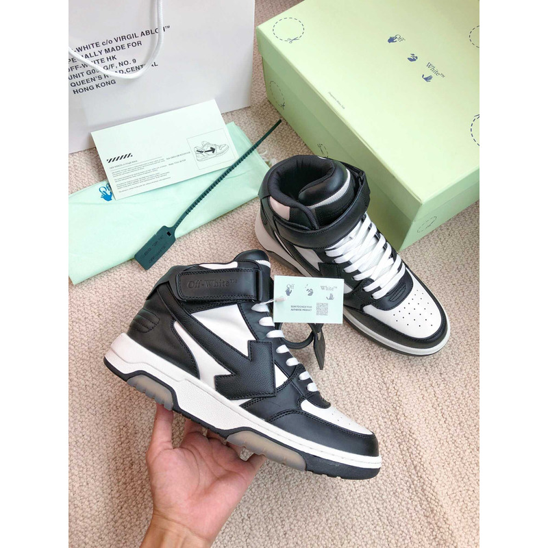 Off White Ooo Sartorial Stitching Mid-top Sneakers Black And White