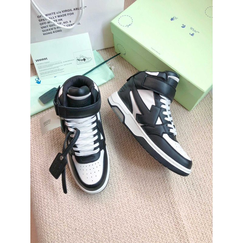 Off White Ooo Sartorial Stitching Mid-top Sneakers Black And White