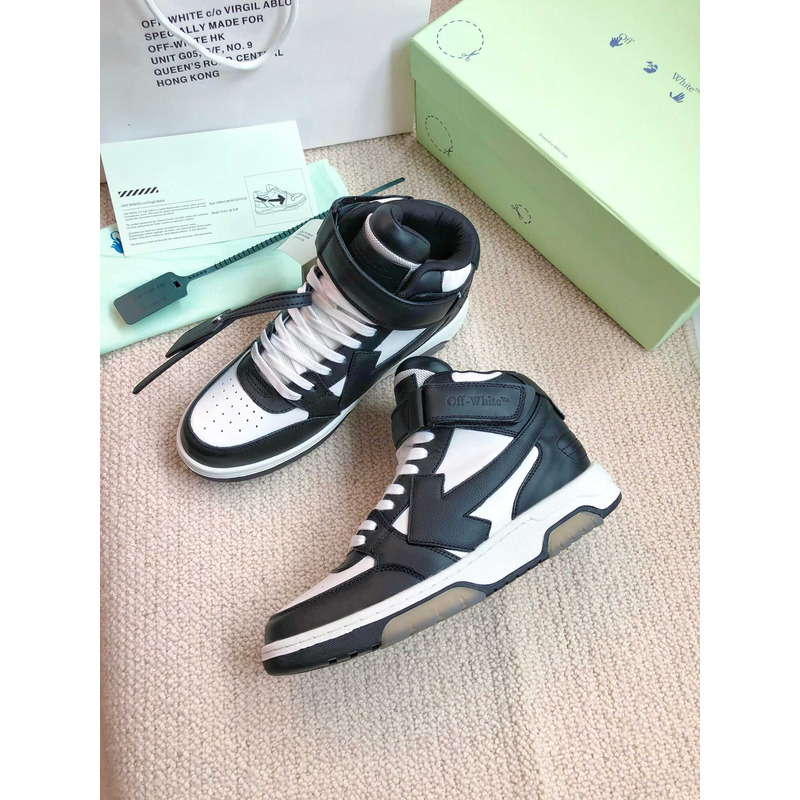 Off White Ooo Sartorial Stitching Mid-top Sneakers Black And White