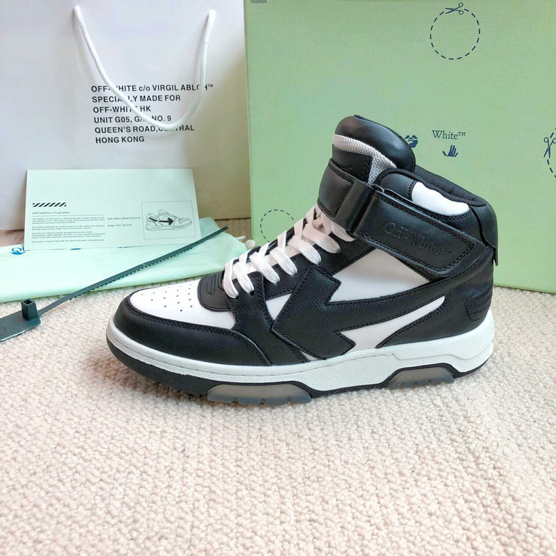 Off White Ooo Sartorial Stitching Mid-top Sneakers Black And White