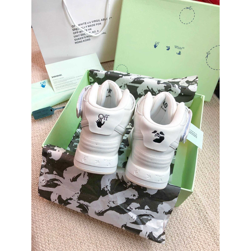 Off White Ooo Sartorial Stitching Mid-top Sneakers White