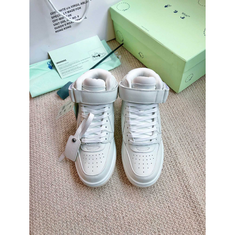 Off White Ooo Sartorial Stitching Mid-top Sneakers White