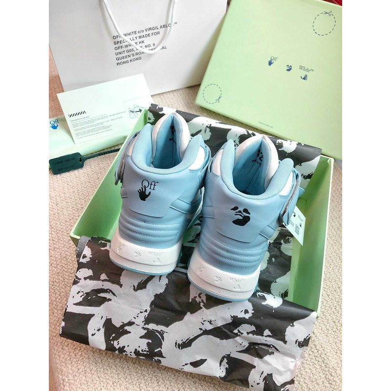 Off White Ooo Sartorial Stitching Mid-top Sneakers Blue