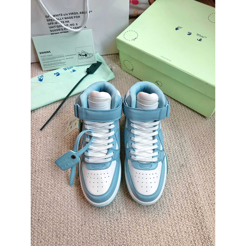 Off White Ooo Sartorial Stitching Mid-top Sneakers Blue