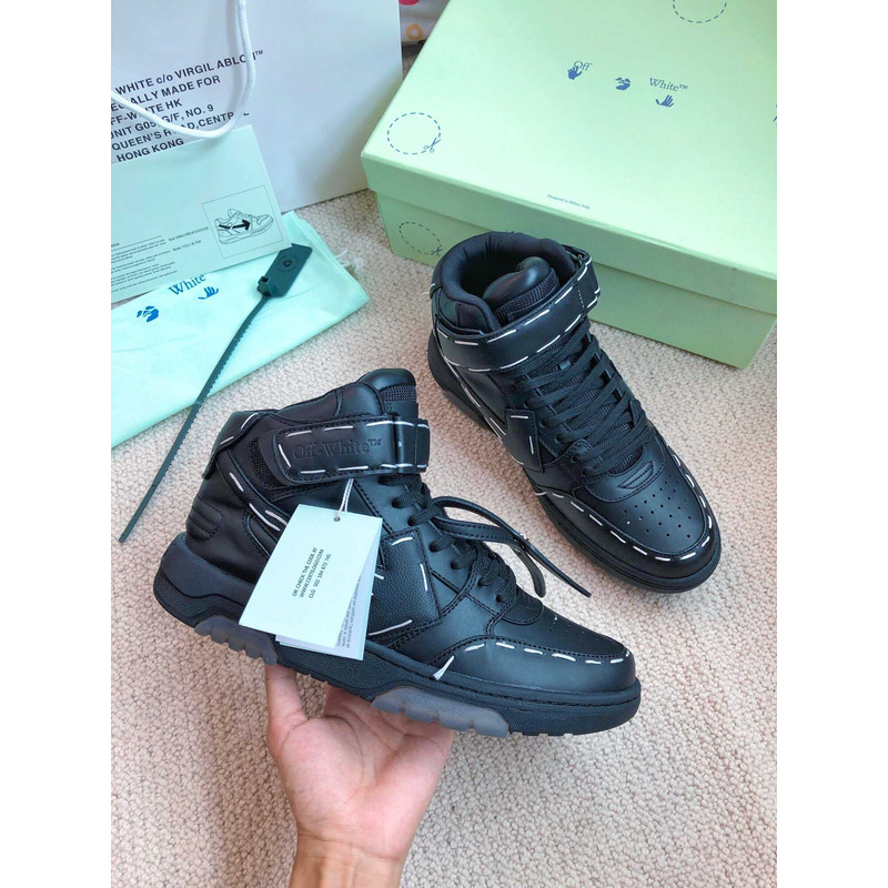 Off White Ooo Sartorial Stitching Mid-top Sneakers Black