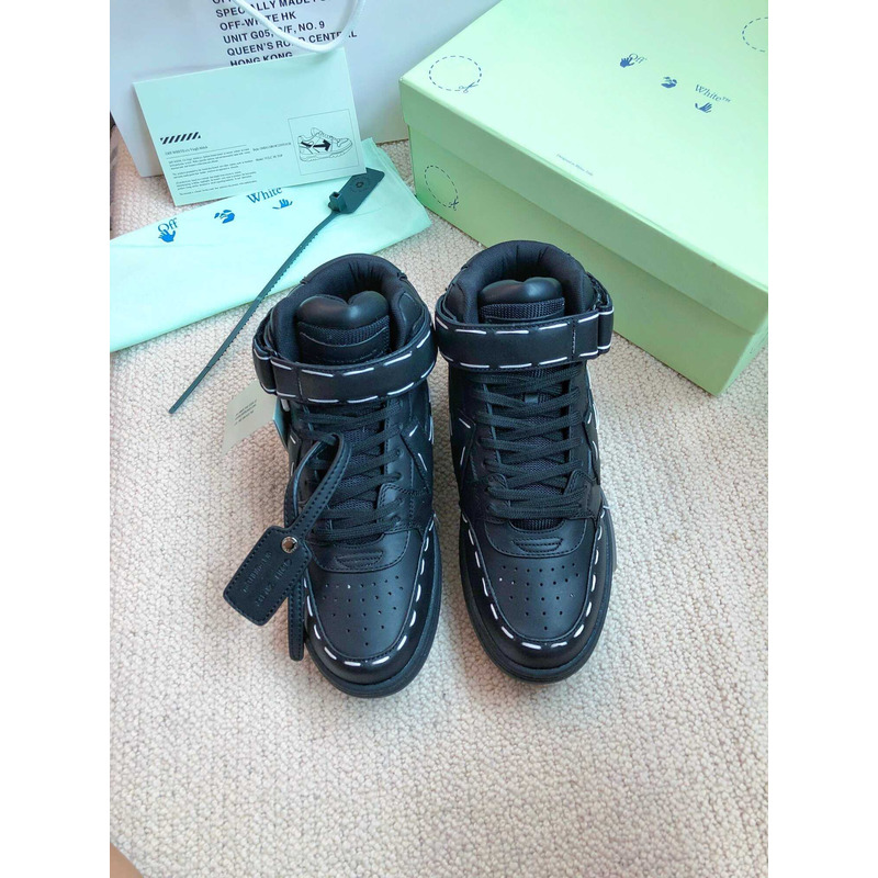 Off White Ooo Sartorial Stitching Mid-top Sneakers Black