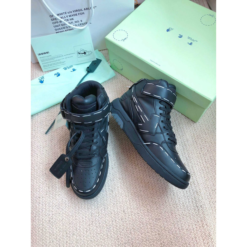 Off White Ooo Sartorial Stitching Mid-top Sneakers Black