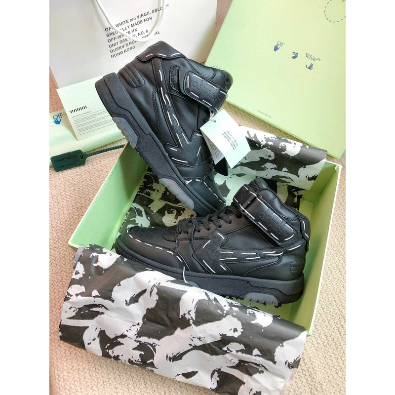 Off White Ooo Sartorial Stitching Mid-top Sneakers Black