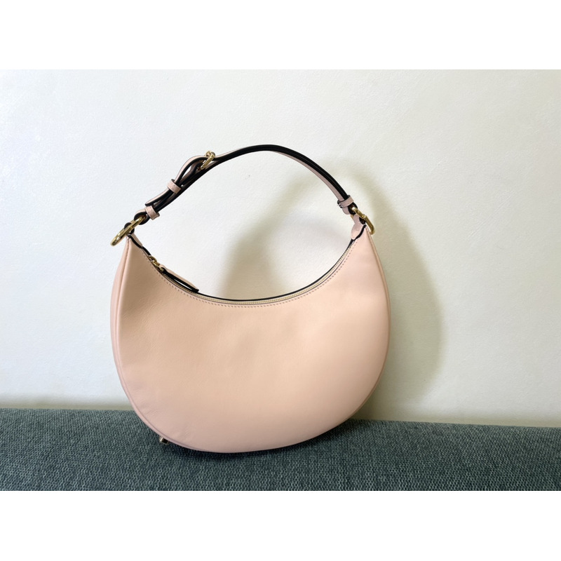 F**di F**digraphy small bag leather handbag light pink