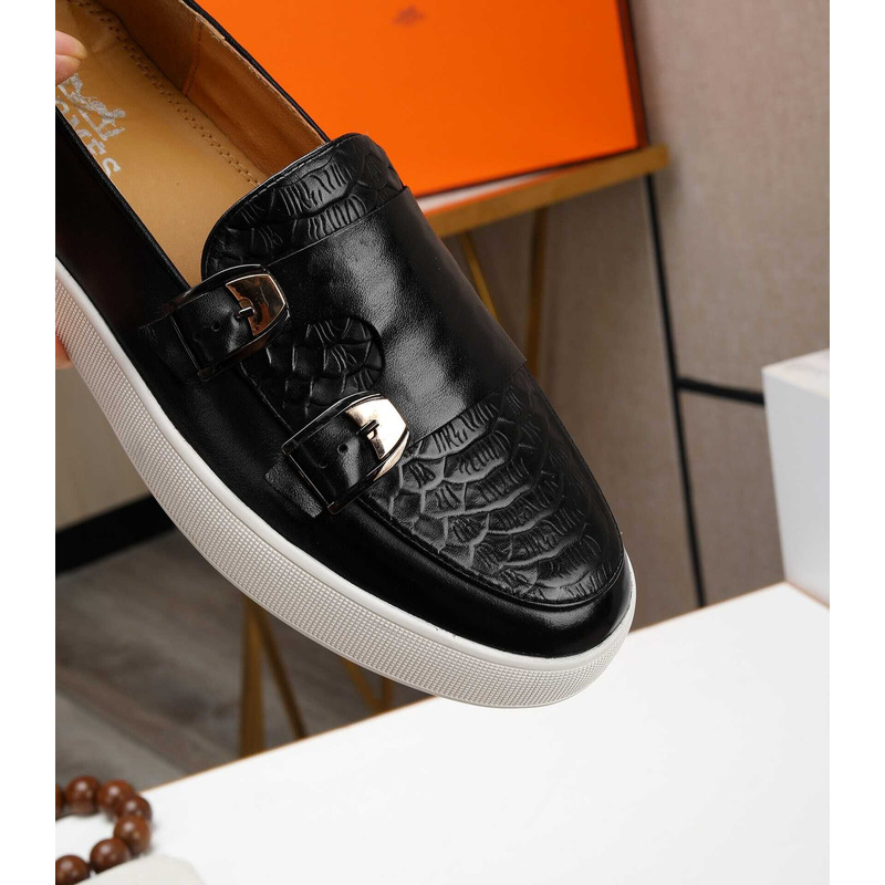 H**mes leather loafers black