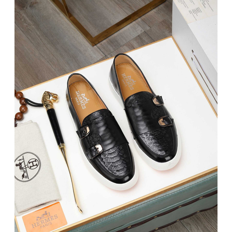 H**mes leather loafers black