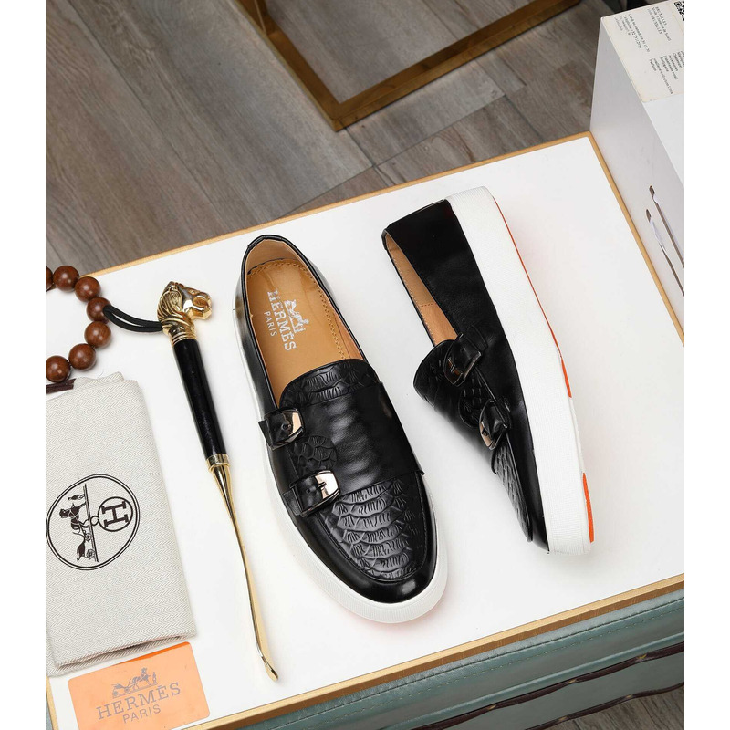 H**mes leather loafers black