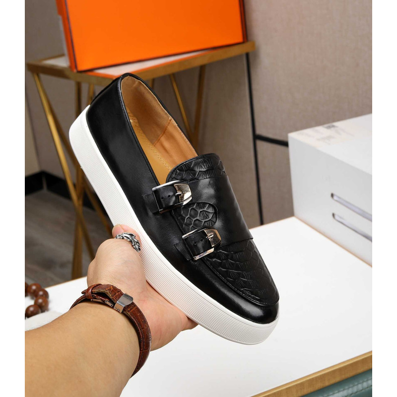 H**mes leather loafers black