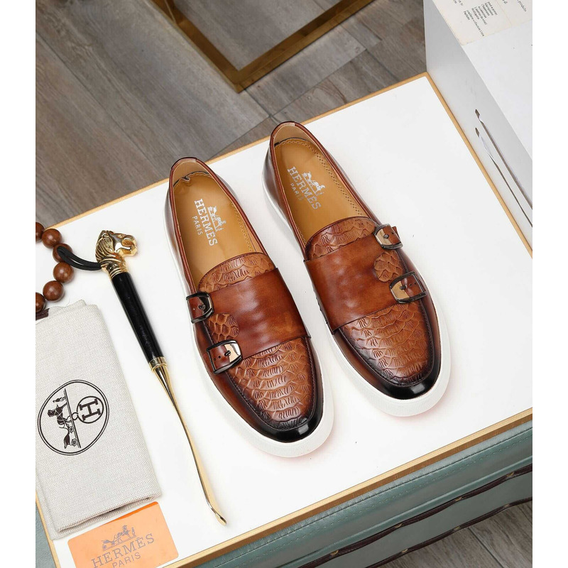 H**mes leather loafers brown