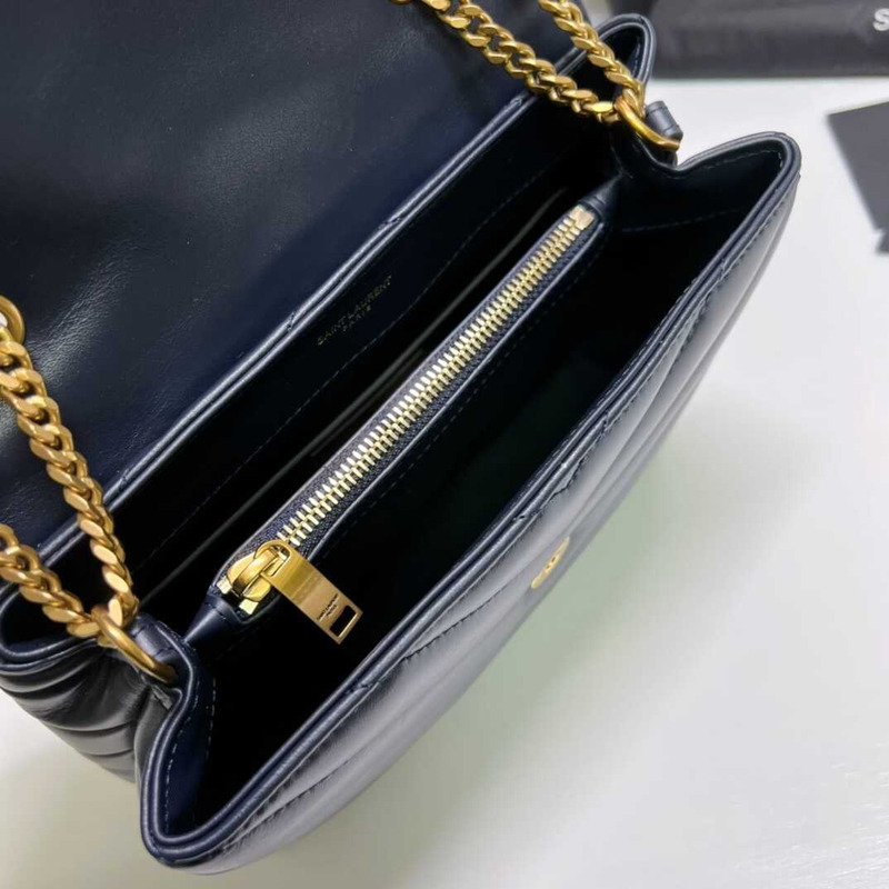 Saint Laurent Loulou Small Quilted Leather Shoulder Bag Dark Blue