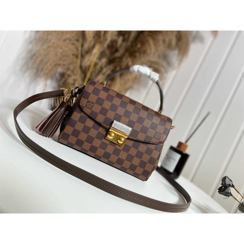 l**is V*t*n damier ebene canvas croisette bag