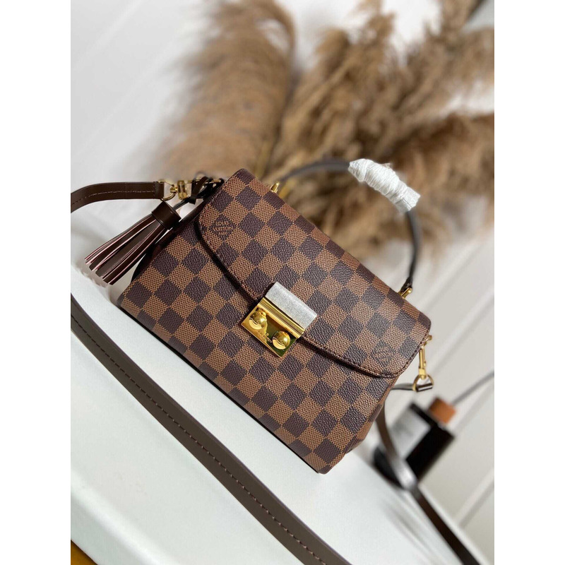 l**is V*t*n damier ebene canvas croisette bag