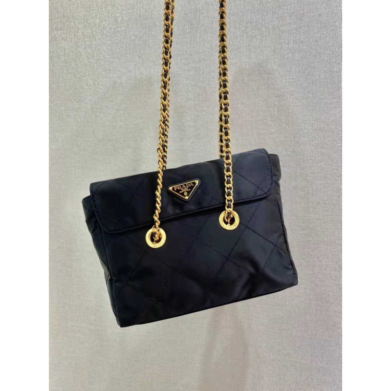 Pra*a vintage chain diamond hobo bag black