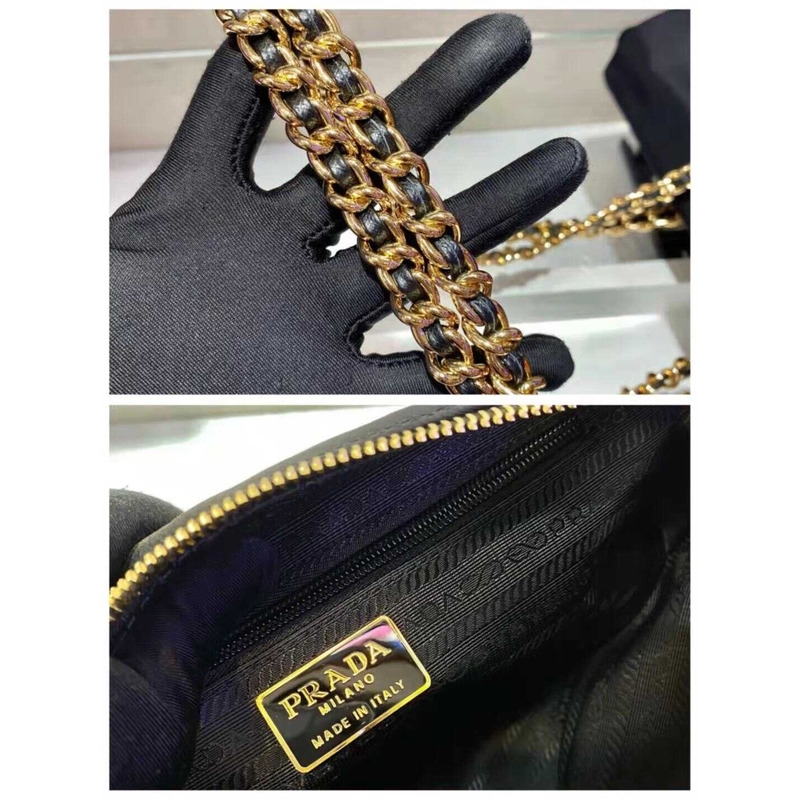 Pra*a vintage chain hobo bag black