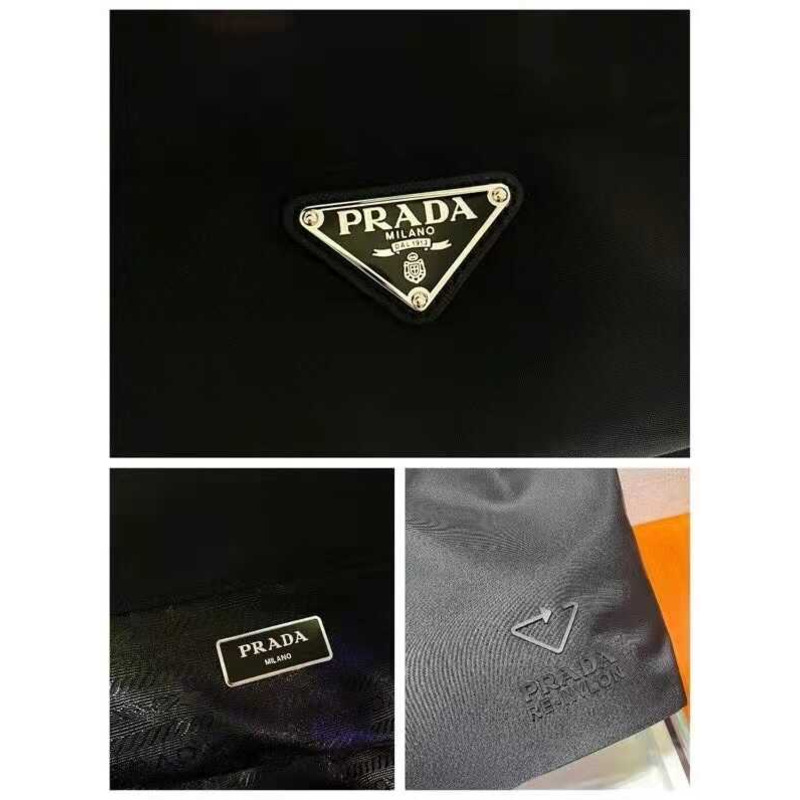 Pra*a re-nylon and saffiano leather tote bag black