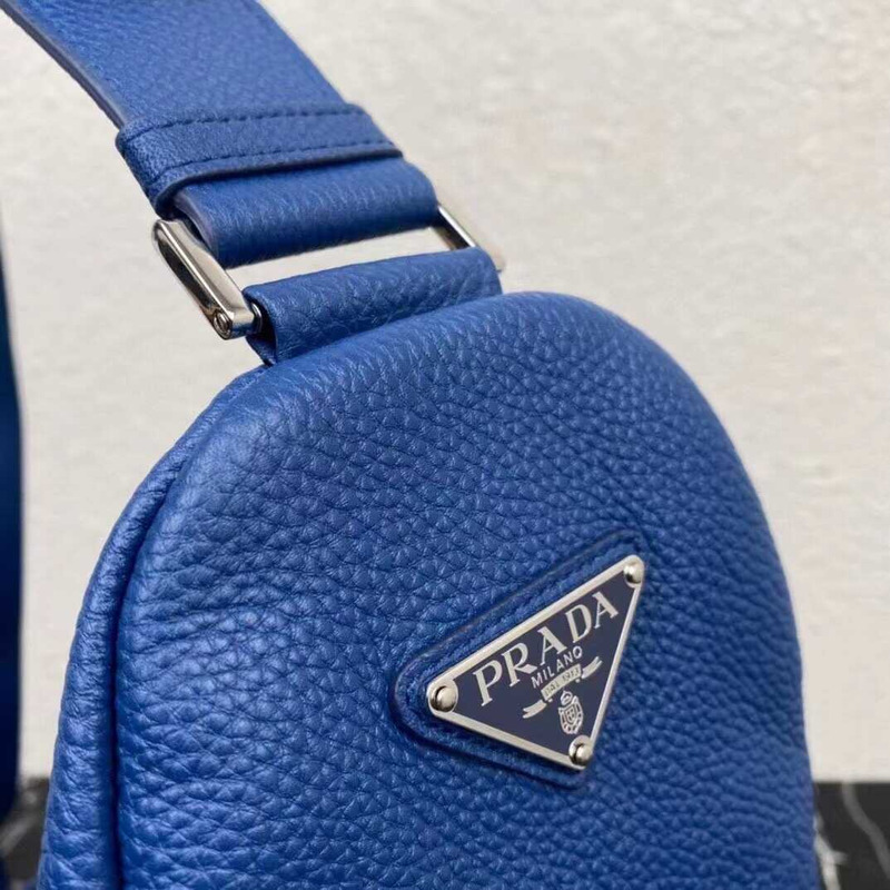 Pra*a pre-owned triangle logo embossed shoulder bag blue