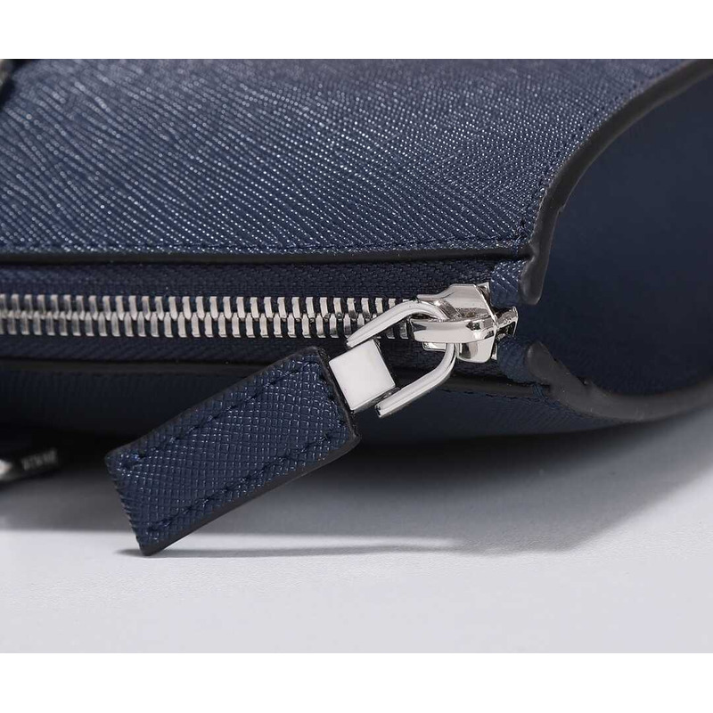 Pra*a saffiano leather briefcase dark blue