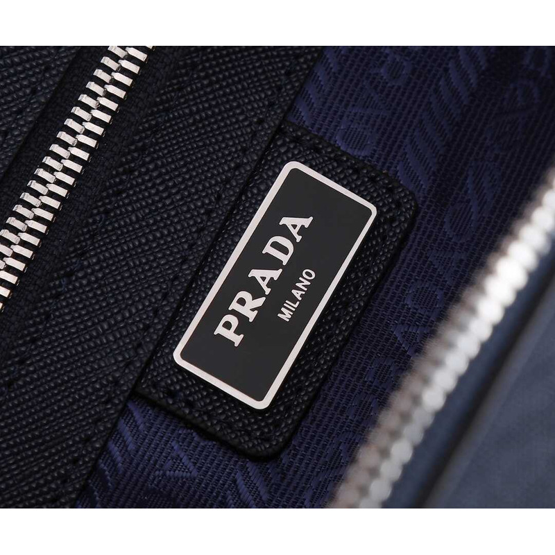 Pra*a saffiano leather briefcase dark blue